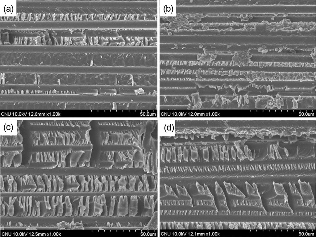 58 이지은 원종성 박종현 김춘수 이승구 Figure 8. Mode II interlaminar fracture toughness of carbon/epoxy composites with PES content. 로 이어지는 것으로 사료된다.