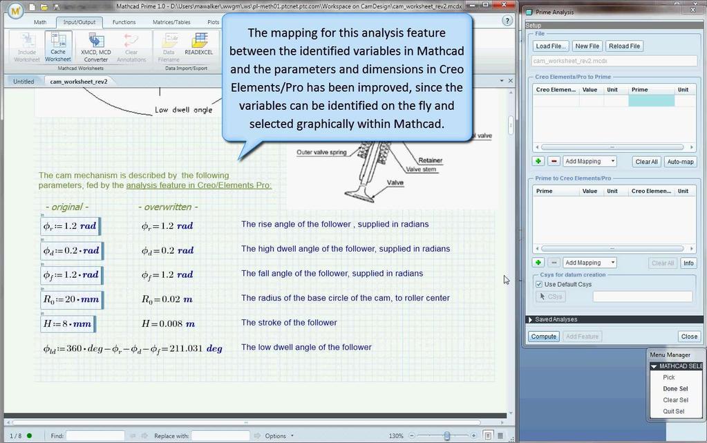 Mathcad Prime working together with Creo