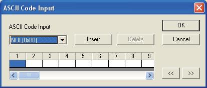 GX Works 2 4 장통신프로토콜지원기능 화면내버튼 코드종류가 "ASCII 제어코드 " 인경우, ASCII Code 입력화면에서설정하는제어코드를입력합니다.