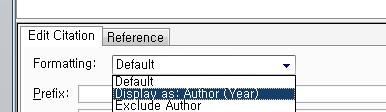 위그림은 APA 6th 양식의실제사례이며, Author, Year, Cited Pages란 3가지필드를사용하는것을볼수있다. 보통 Author-Date의경우 Author, Year 2가지필드를사용한다.