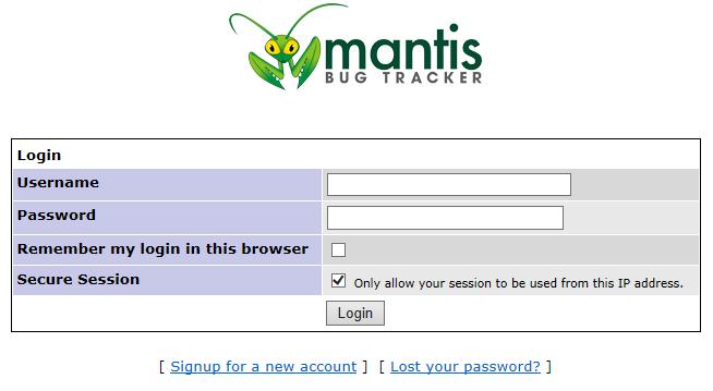 Mantis BT [4/11] Mantis 정상적으로설치가완료되었다면 http://localhost/mantis