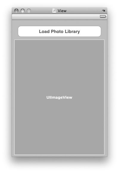 Chapter 13 (Photos). SDK (Photos) UI UIImagePickerController.. 1. Xcode View based Application (iphone) PhotoLibrary. 2. PhotoLibraryViewController.xib. 3. ( 13 9 ). Round Rect Button ImageView 4.