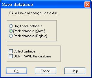 4. IDA 옵션 1) IDA Save IDA 실행시 id0 id1 nam til 파일로생성되며 IDA 종료시 idb 파일로압축하여저장하게된다.