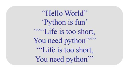python 자료형 : String 여러개의문자 > 문자열 / 문장 Single quotation( )