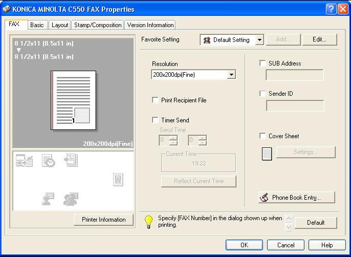 MS Word 와같은응용프로그램에서 File( 파일 ) -> Print( 인쇄 ) 를선택합니다. C550 Fax Driver(C550 팩스드라이버 ) 를선택합니다. Properties( 속성 ) 를선택합니다.