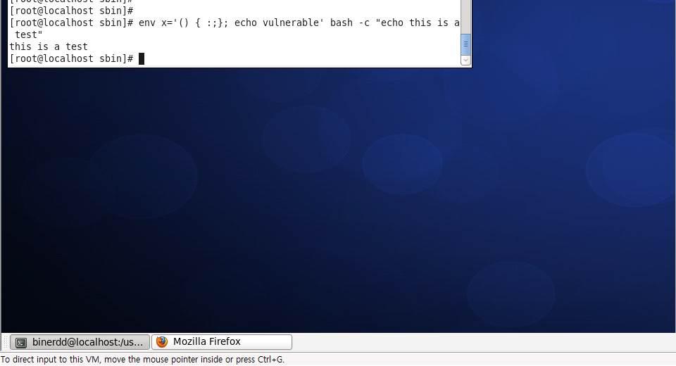 취약점확인방법 를사용하는시스템에서터미널프로그램실행후아래명령어들을입력 확인 env x='() { :;}; echo vulnerable'
