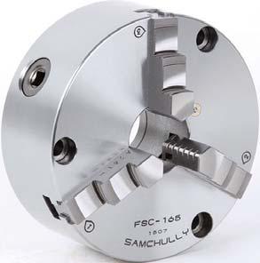 FSC Standard Front-Mounting Scroll Chuck (Hard Jaws) Application / Customer's Benefit Scroll chuck with hardened jaws (Front mounting). Technical features Includes external and internal gripping jaws.