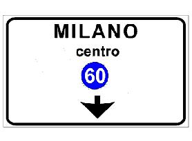 밀라노시내까지가기위해화살표가가리키는차선으로진행할것을표시 9.