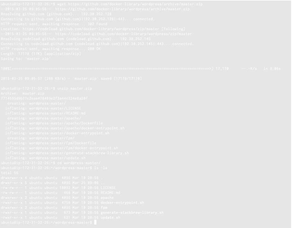 그림 3-3 워드프레스공식이미지다운로드화면 텍스트편집기를사용하여 Dockerfile을엽니다. 필자의경우에는터미널에서작업을실행하기때문에 vi apache/dockerfile 명령어를사용하여파일을열수있습니다. 현재공식워드프레스이미지에서사용하는 Dockerfile의내용은다음과같습니다 (2016년 5월 9일업데이트기준 ). FROM php:5.