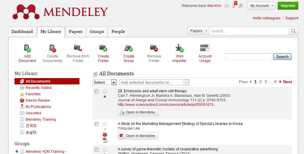 Add and organize PDFs Mendeley