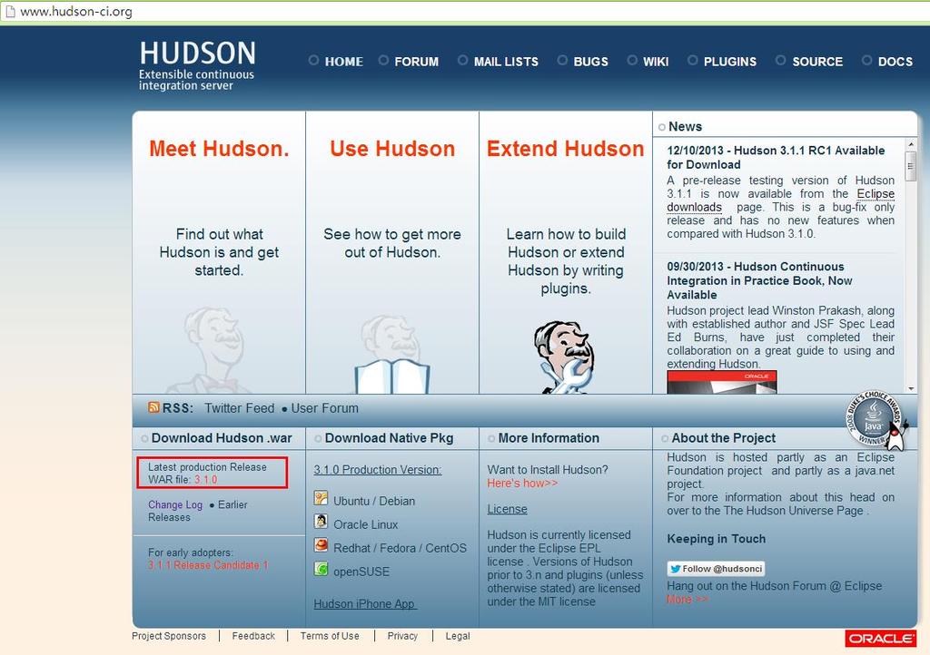 4. 도구설치방법 4.3 설치및확인하기 (1/3) 설치확인 페이지접속 : http://hudson-ci.