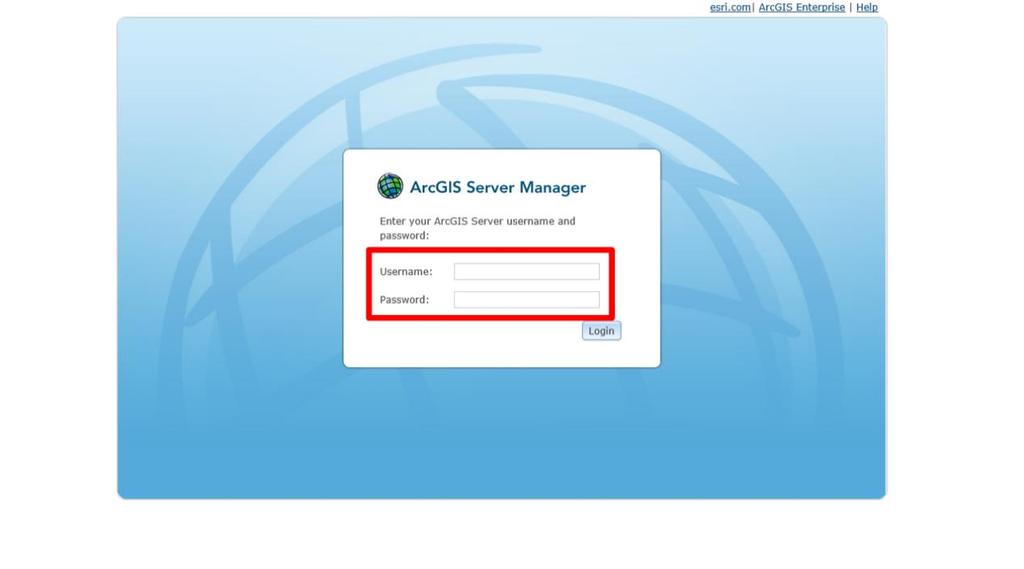 나중에 ArcGIS Server Manager 로그인을할경우에는윈도우시작 > 모든프로그램 > ArcGIS > ArcGIS Server