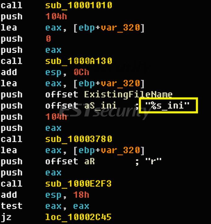 02 전문가보안기고 [ 그림 5] ini 파일에서 C2 코드를불러오는화면 특히, 공격자는 C2 서버에 Est 폴더를생성해수집된정보업로드와다운로드명령을수행하도록만들었습니다.