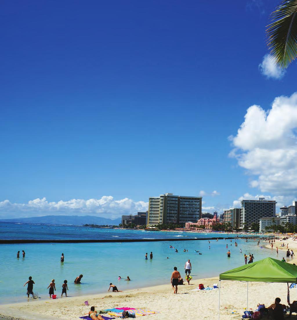 Waikiki 하와이여행의중심와이키키 오아후의중심, 호놀룰루시에서도가장유명하며전세계의여행객들이모이는와이키키는 1901년, 하와이최초의호텔인모아나서프라이더가해변에들어서면서사람들에게알려졌다.