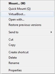 가상화 : 버츄얼부트 (VirtualBoot) 백업이미지파일을이용하여 VirtualBoot 를실행하면