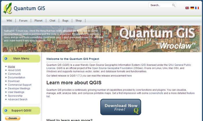 GNSS 사용지침서 (5) - Quantum GIS 설치하기 2013.03.18 01:50 Quantum GIS 는대표적인오픈소스지리정보소프트웨어중하나입니다. 학습의첫단계인프로그램설치를학습해보겠습니다. 먼저 Quantum GIS 프로젝트정식사이트에접속합니다. http://www.