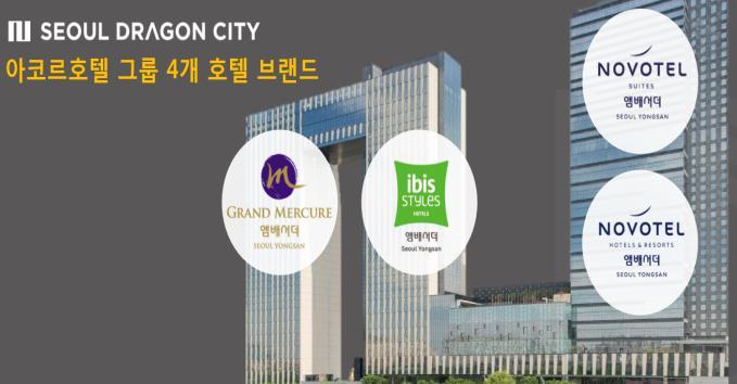 1. 호텔의주요시설및객실단가 10 월 Seoul Dragon City HOTEL Complex 가 semi-open 되었다. 11 월말 Grand Open 이예정되어있다. 국내최대 규모이며, 4 개브랜드호텔이결합한최초의호텔 Complex 이다. 예상투자총액은 4,776 억원이다. ' 아코르호텔그룹 이 위탁경영을한다.