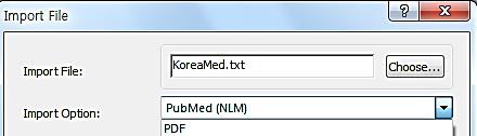 EndNote>File>Import>File 을클릭한다.