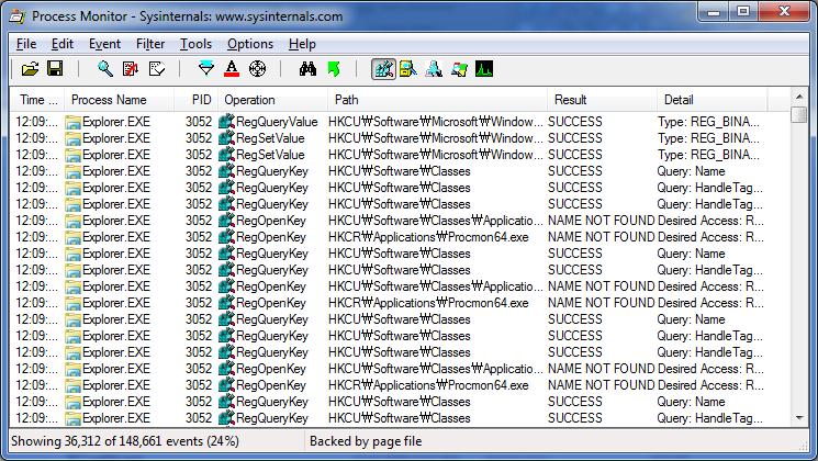 레지스트리도구 모니터링도구 Process Monitor (http://technet.microsoft.