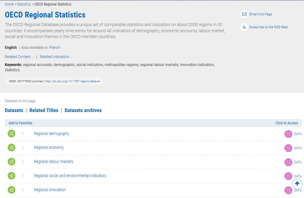 Statistics Page 해당통계의링크를이메일전달 /Feed 신청 타이틀정보및초록 / 기타수록얶어 Datasets - 해당통계에수록된