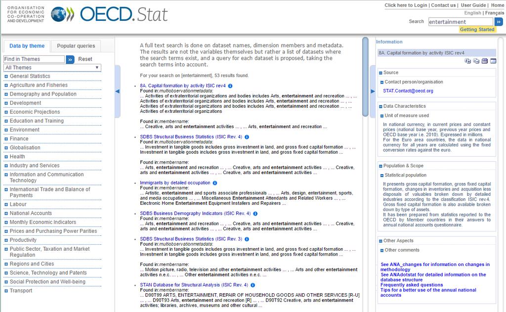 OECD 통계사이트 (http://stats.oecd.