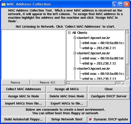 4.9 "Setup Networking"(step 6) 이과정에서 Client의 MAC address와 ( 바로전단계에설정한 ) network setting을 match 시키면, 자동으로모든 client에 partitioning 및서버에서 image를 copy 하여설치하는과정을수행하며, Build OSCAR client Image"(step 4) 에서