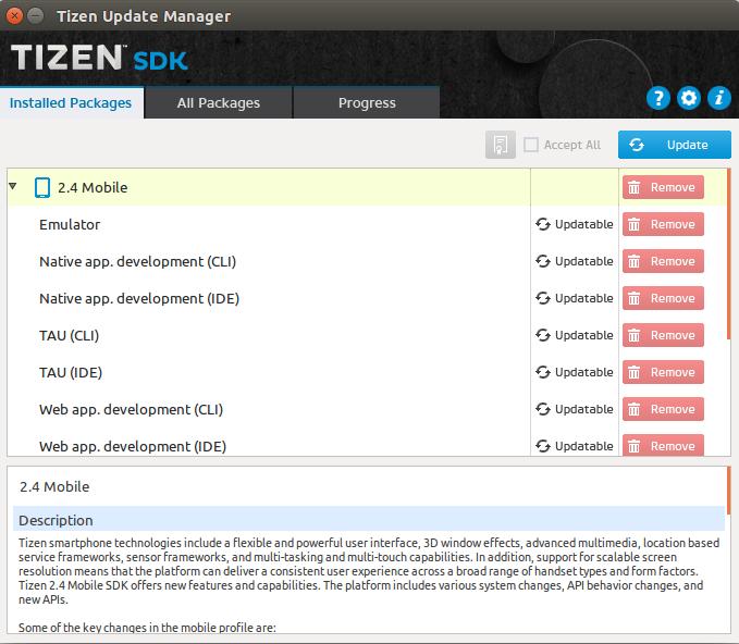 6 Native app development 설치 Tizen Update