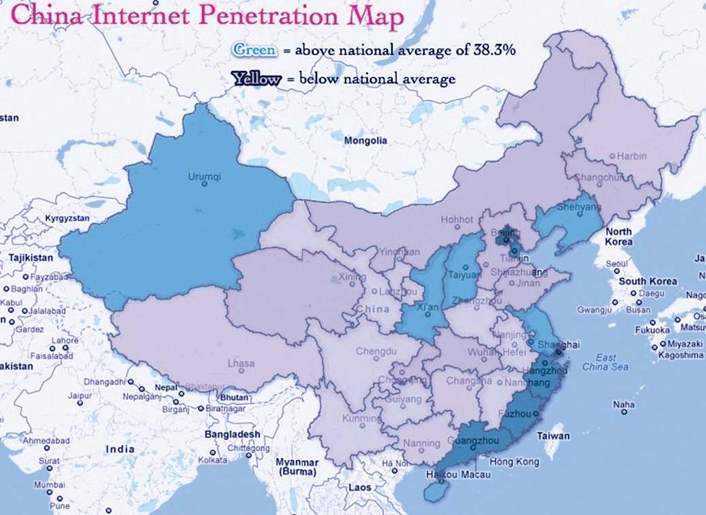 IV. 중국온라인게임시장현황 IV-1. 온라인게임시장현황 초고속인터넷보급률은둔화중 중국인터넷데이터센터 (CNNIC) 가발표한 2012년 6월기준초고속인터넷사용인구는 5.3억명이며인터넷보급률은 40% 수준이다. 인터넷사용자는증가세이긴하지만그속도는둔화되고 있는데 2012년상반기증가율은 3.7% 에그쳤다.