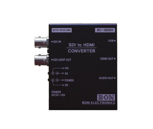 Converter BC-300SH 출력스케일링이가능하며 SDI 입력신호를 HDMI 출력으로컨버팅해줍니다.