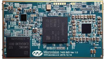 1. MV7420 CPU 모듈소개 MV7420 CPU 모듈은높은성능과저전력가능한 64-bit RISC 기반의마이크로프로세서솔루션모듈이다. 이모듈은다양한어플리케이션기능과소형장치에적합하다. ARM Cortex-A57 Quad 2.1GHz / A53 Quad 1.