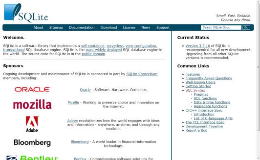 의약품유통정보연계 PC 데이터연동관련기술소개 (SQLite) 사이트설명 URL SQLite