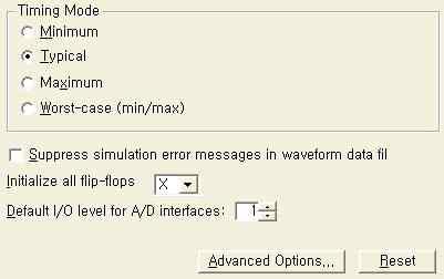 delay Minimum, Typical, Maximum, Worstcase (min/max) 4단계의 delay 정도중하나를설정함.