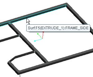 2. Application, Welding 을차례로클릭한다. 3. Insert, Weld 을차례로클릭한다. Fillet Weld 을클릭하거나을선택한다. 4. LMB 을클릭하여 Surf:F5(EXTRUDE_1):FRAME_SIDE 을고른다. 5. RMB 을클릭하여 Side 2 를선택한다. 6.