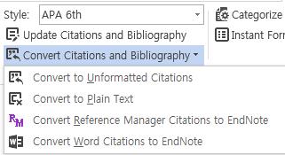 꼭확인하세요 워드파일은투고전반드시 Plain Text 로변환하여제출해야합니다 EndNote 와연결되어있는파일을그대로제출하는경우, 열어보는사람의 My Library 와자동으로연결되어 Citation 과