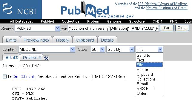 Reference 입력 PubMed 검색, 저장및반입 PubMed