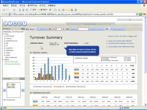 비용감소 ) 대용량데이터의처리시간감소 중앙 Repository 의탑재 (DB 환경의유연성 ) Info-view 보고서관리 UI 제공