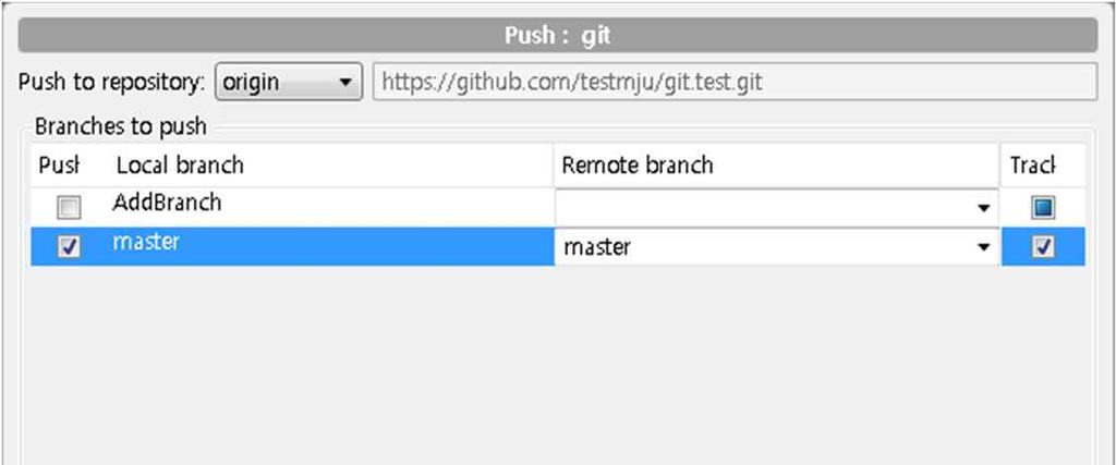 push 다음과같이선택하고올리고자하는 branch 를선택 à Push 클릭 àusername 과 Password