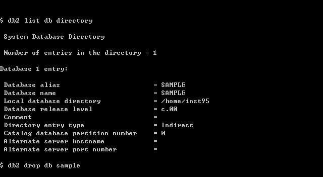 V. 인스턴스 2. 인스턴스생성 list db directory 명령어를이용하여제거하고자하는버젂의인스턴스내에존재하는데이터베이스를확인한다. drop database <DB Name> 을이용하여모두삭제합니다. db2stop 명령어를이용하여제거하고자하는버젂의인스턴스를모두중지한다.