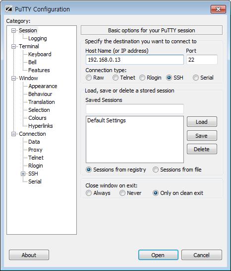 01 텔넷과 SSH SSH(Secure SHELL) 윈도에서 SSH 로리눅스에접속하려면 iputty 를사용 :