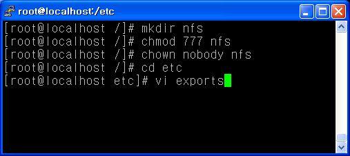 4) nfs 설정 nfs 는타겟보드와리눅스서버간의폴더를공유해자유롭게파일을수정및복사할수 있는프로그램이다.
