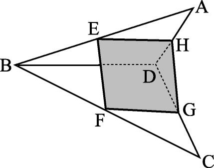 철 / 벽 / 수 / 학 03 닮음과평행 ⑴ 한평면위에있지않은네점 A, B, C, D 를차례로이어만든도형을고오슈사변형이라한다. 고오슈사변형 ABCD 의각변의중점 E F G H 를차례로연결하여만든사각형 EFGH 는어떤사각형인가? ⑵ 사면체 ABCD 에서 AC BD 라고한다.