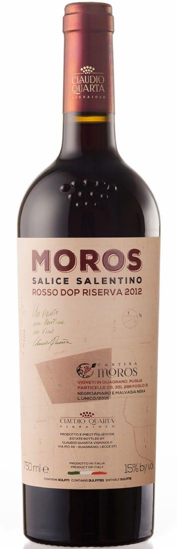 Moros 모로스 국가 이탈리아 지역 Salice Salentino DOC / Puglia 품종 Negroamaro 90%, Mavasia Nera 10% 알코올 15.