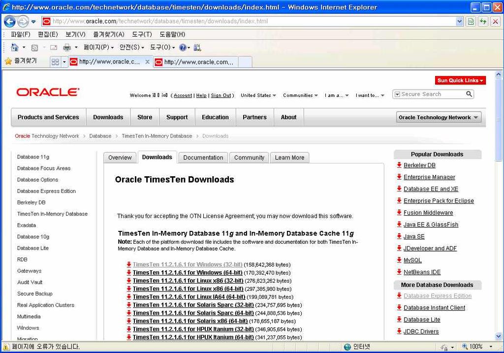 3.4 Oracle TimesTen In-Memory Database 11g Download Site