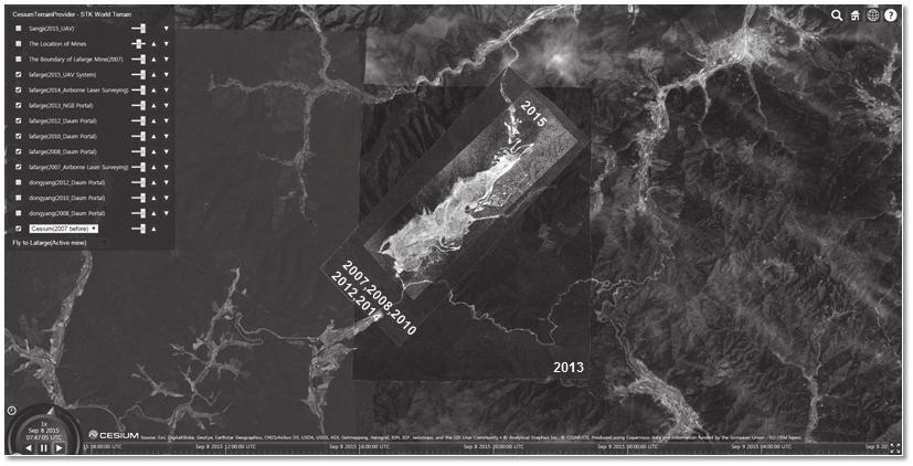 GeoServer GeoTiff Cesium Cesium Image Provider. Fig. 10. (a) Non-Apply to Geowebcache Fig. 10. Process of ortho image uploading on monitoring DB (b) Apply to Geowebcache Fig. 9.