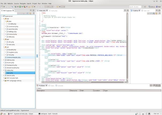Eclipse PDT 로 PHP 웹서버만들기 Eclipse PDT 넷드론엔진은웹서버로구현이가능한 SO(Single player Online) 게임을위해 Hyper Server 예제를제공합니다. PHP 5.