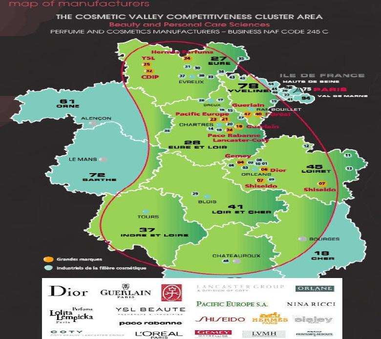 제 2 장주요국의화장품산업정책 제도분석 123 그림 22 Cosmetic Valley Cluster 현황 2005년도에 Competitive Clusters 로선정되었으며, 연구개발지원을하고있음.