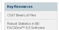 CS&T Beads with BD FACSDiva < Downloading a Lot-Specific File > 사용하고자하는 Bead lot 에대한 file 이없다면, lot-specific file 을 download 받 아야한다. 1. 주소창에 bdbiosciences.com/csandt 를입력한다. 2.
