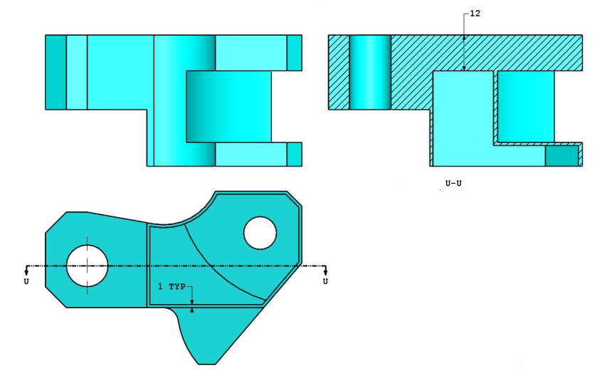 부록 A: Certified SolidWorks Associate 프로그램 파트모델링 다음이미지는문제 #6 에사용됩니다.