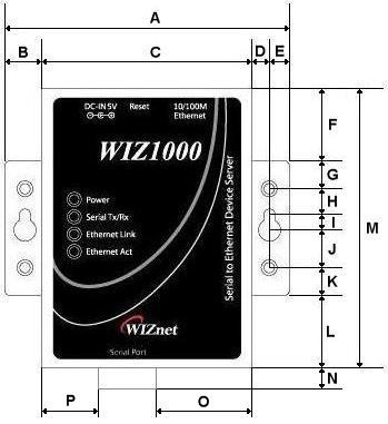 6. WIZ1000 하드웨어사양 6.1. Parameters Power DC 5V / 200mA Dimension 90.5 x 92 x 22.