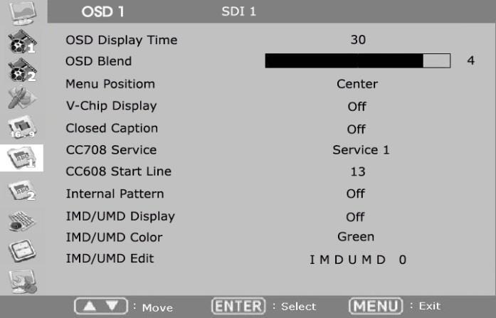 4-7. OSD OSD Display Time : 화면에표시하는 MENU 및정보의표시시간 (sec) 을설정합니다. 0(Continue) ~ 60 초까지설정가능합니다. OSD Blend : 화면에표시하는 MENU 및표시창의투명도를 0 ~ 5 단계로설정합니다.